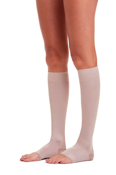 Meia De Compressão Feminina 3/4 Ponteira Aberta 15-20 mmHg