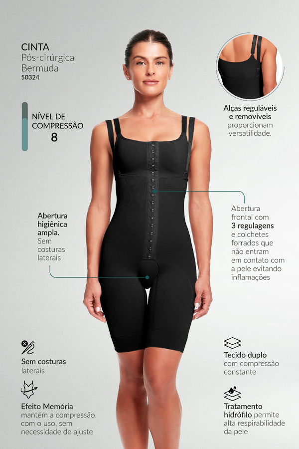 Cinta Pós-Cirúrgica Bermuda Cintura Alta Preto 050324