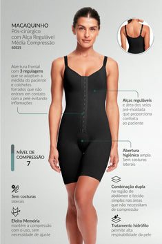 Macaquinho Pós-Cirúrgico Com Alça Regulável Média Compressão