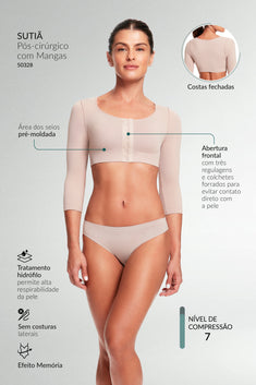 Sutiã Pós-Cirúrgico Com Mangas