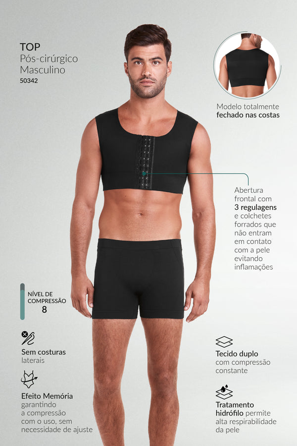 Top Pós-Cirúrgico Masculino Preto 050342
