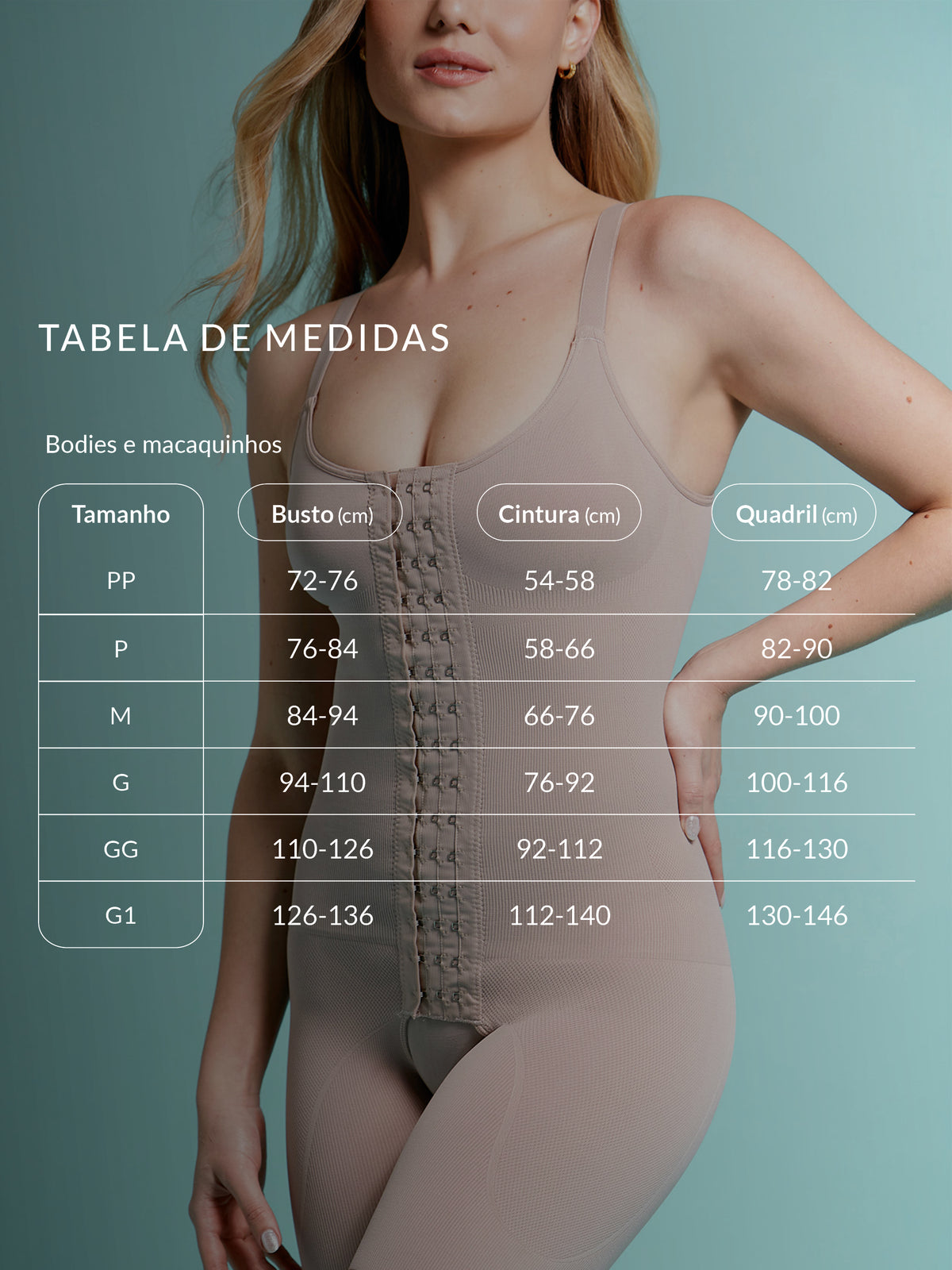 Tabela de medidas mobile do produto