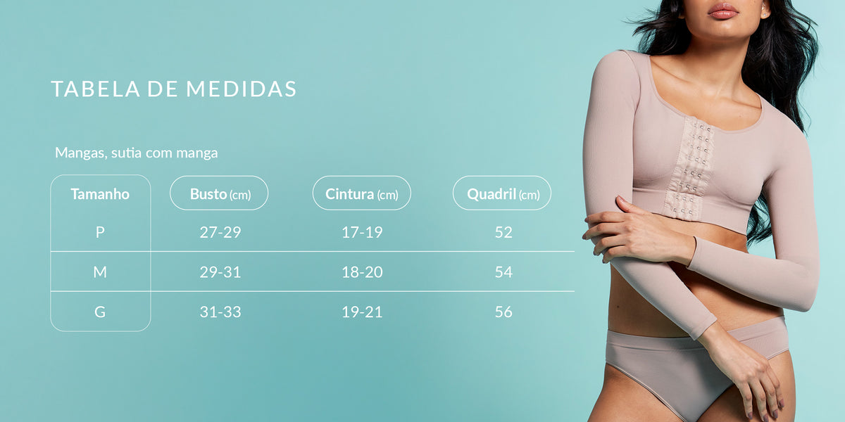 Tabela de medidas do produto