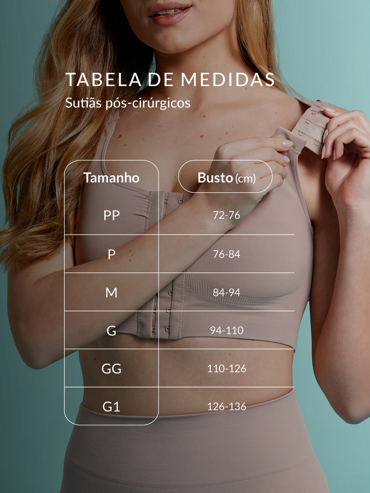 Tabela de medidas mobile do produto