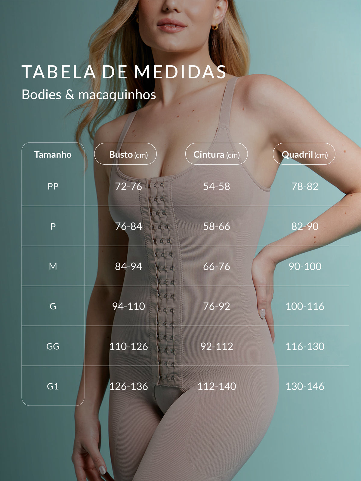 Tabela de medidas mobile do produto